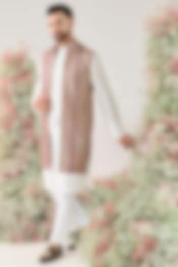 Multi-Colored Georgette Threadwork Long Open Jacket by Kasbah Clothing