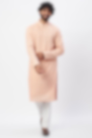 Peach Chikankari Kurta by Kasbah Clothing at Pernia's Pop Up Shop
