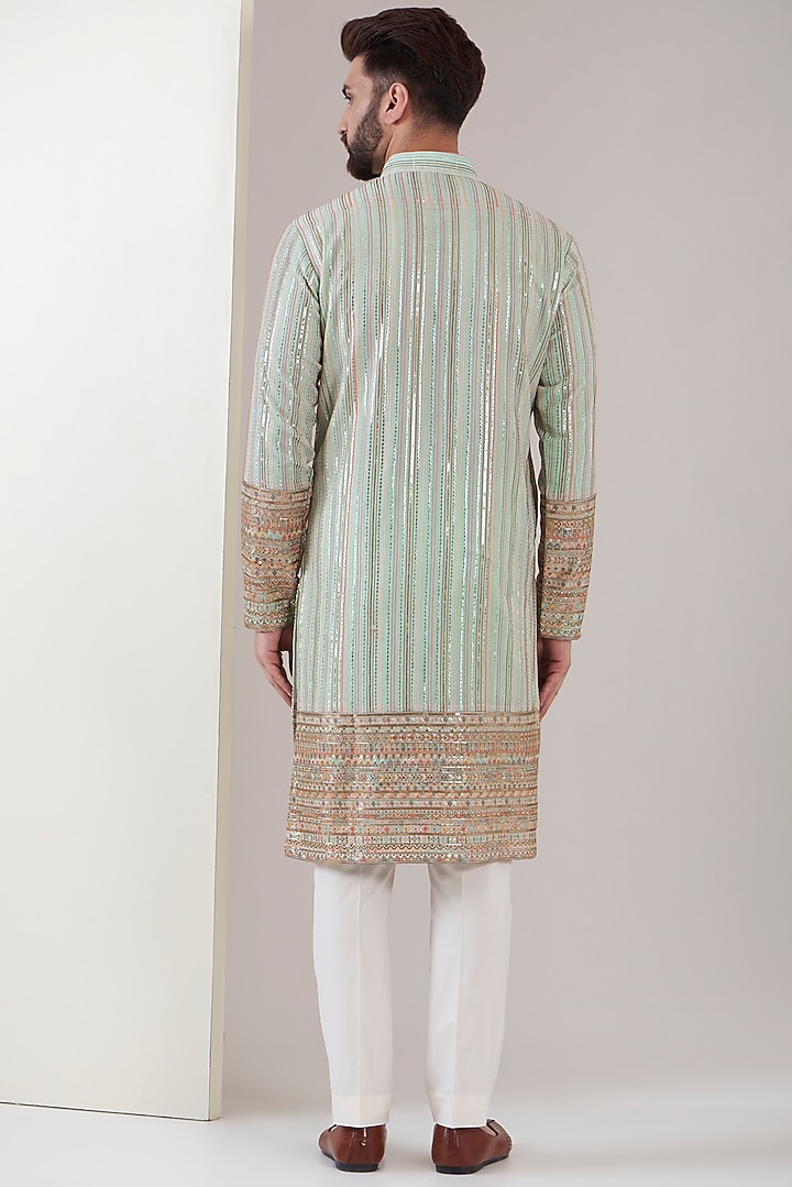 Blue Georgette Embroidered Kurta Set by Kasbah Clothing at Pernia's Pop Up Shop