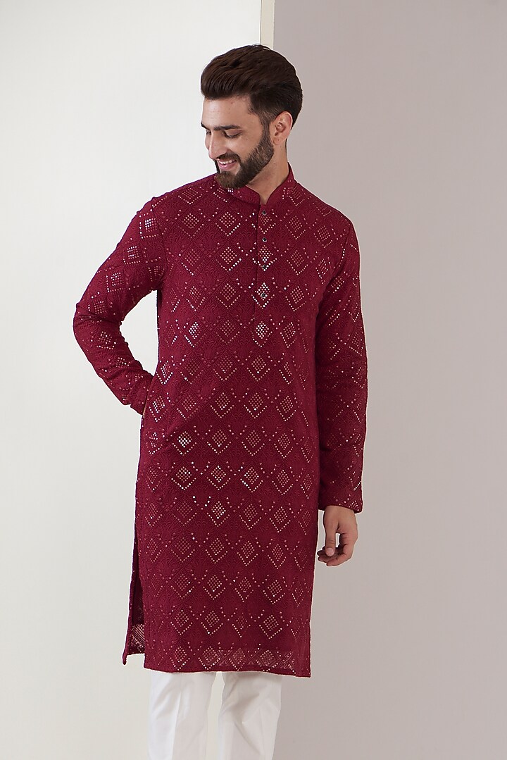 Maroon Georgette Chikankari Kurta Set
by Kasbah Clothing at Pernia's Pop Up Shop