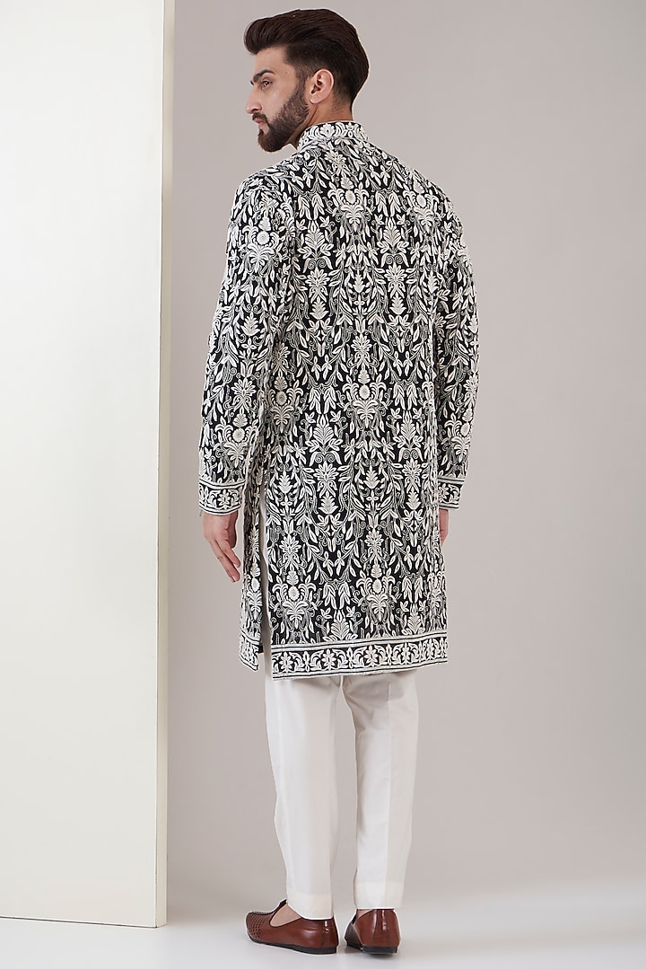 Black Georgette Embroidered Kurta Set by Kasbah Clothing at Pernia's Pop Up Shop
