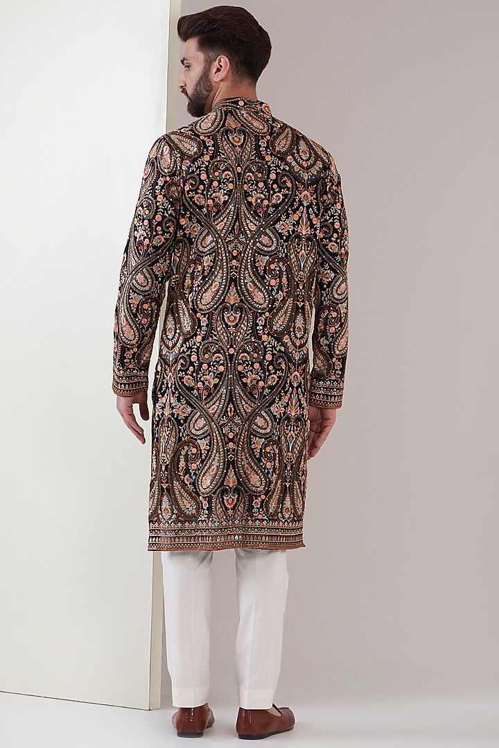 Black Georgette Embroidered Kurta Set by Kasbah Clothing at Pernia's Pop Up Shop