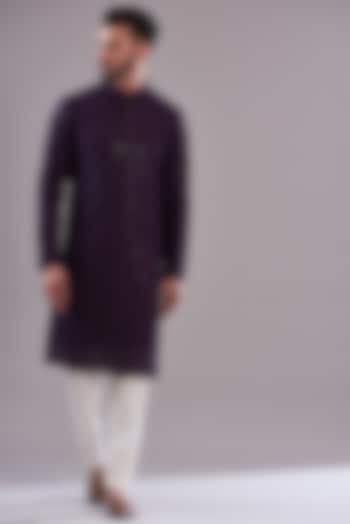 Purple Georgette Chikankari Kurta Set by Kasbah Clothing at Pernia's Pop Up Shop