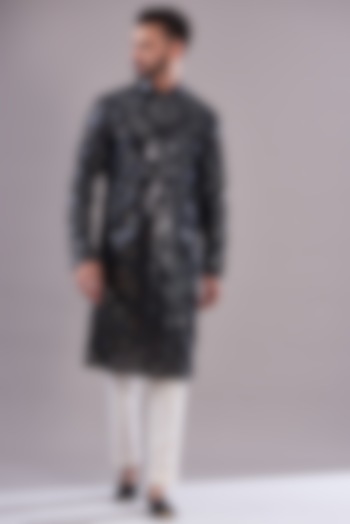 Black Georgette Embroidered Kurta Set by Kasbah Clothing at Pernia's Pop Up Shop