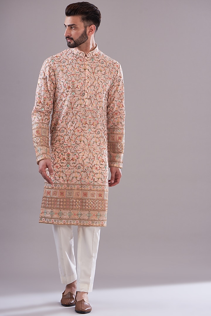 Pink Georgette Embroidered Kurta Set by Kasbah Clothing at Pernia's Pop Up Shop