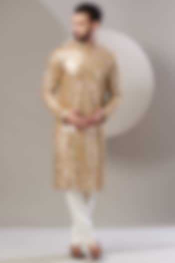 Gold Georgette Embroidered Kurta Set by Kasbah Clothing at Pernia's Pop Up Shop