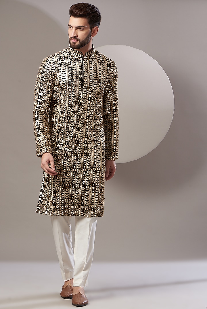 Black Georgette Embroidered Kurta Set by Kasbah Clothing at Pernia's Pop Up Shop