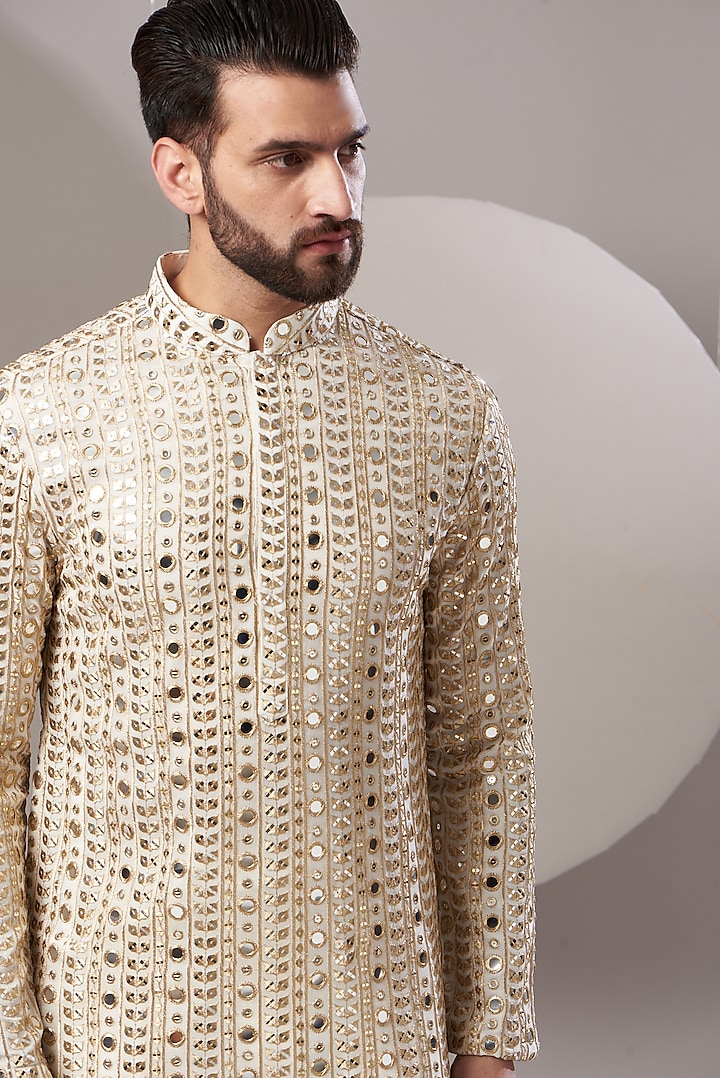 Off-White Georgette Embroidered Kurta Set by Kasbah Clothing at Pernia's Pop Up Shop