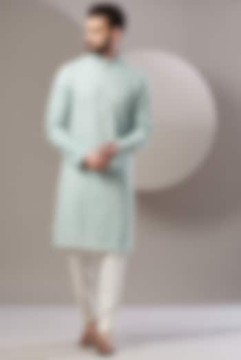 Powder Blue Georgette Embroidered Kurta Set by Kasbah Clothing at Pernia's Pop Up Shop