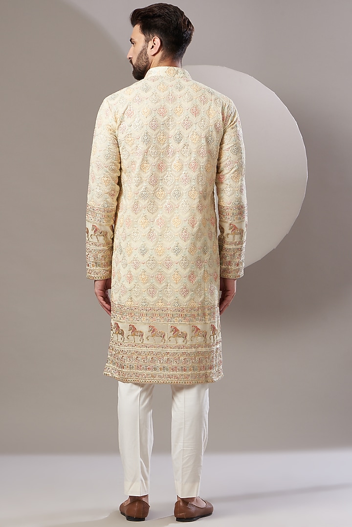 Beige Georgette Embroidered Kurta Set by Kasbah Clothing at Pernia's Pop Up Shop