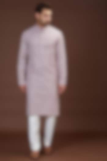 Lavender Silk Embroidered Kurta Set by Kasbah Clothing at Pernia's Pop Up Shop