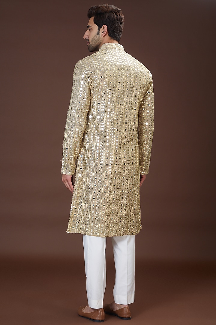 Gold Georgette Embroidered Kurta Set by Kasbah Clothing at Pernia's Pop Up Shop