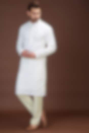 White Georgette Chikankari Embroidered Kurta Set by Kasbah Clothing at Pernia's Pop Up Shop