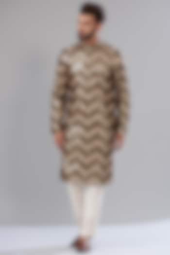 Black & Golden Georgette Embroidered Kurta Set by Kasbah Clothing at Pernia's Pop Up Shop