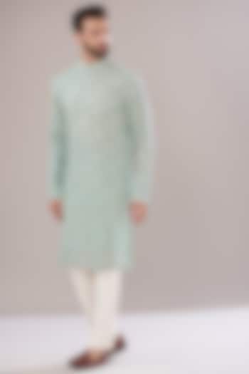 Powder Blue Georgette Embroidered Kurta by Kasbah Clothing at Pernia's Pop Up Shop