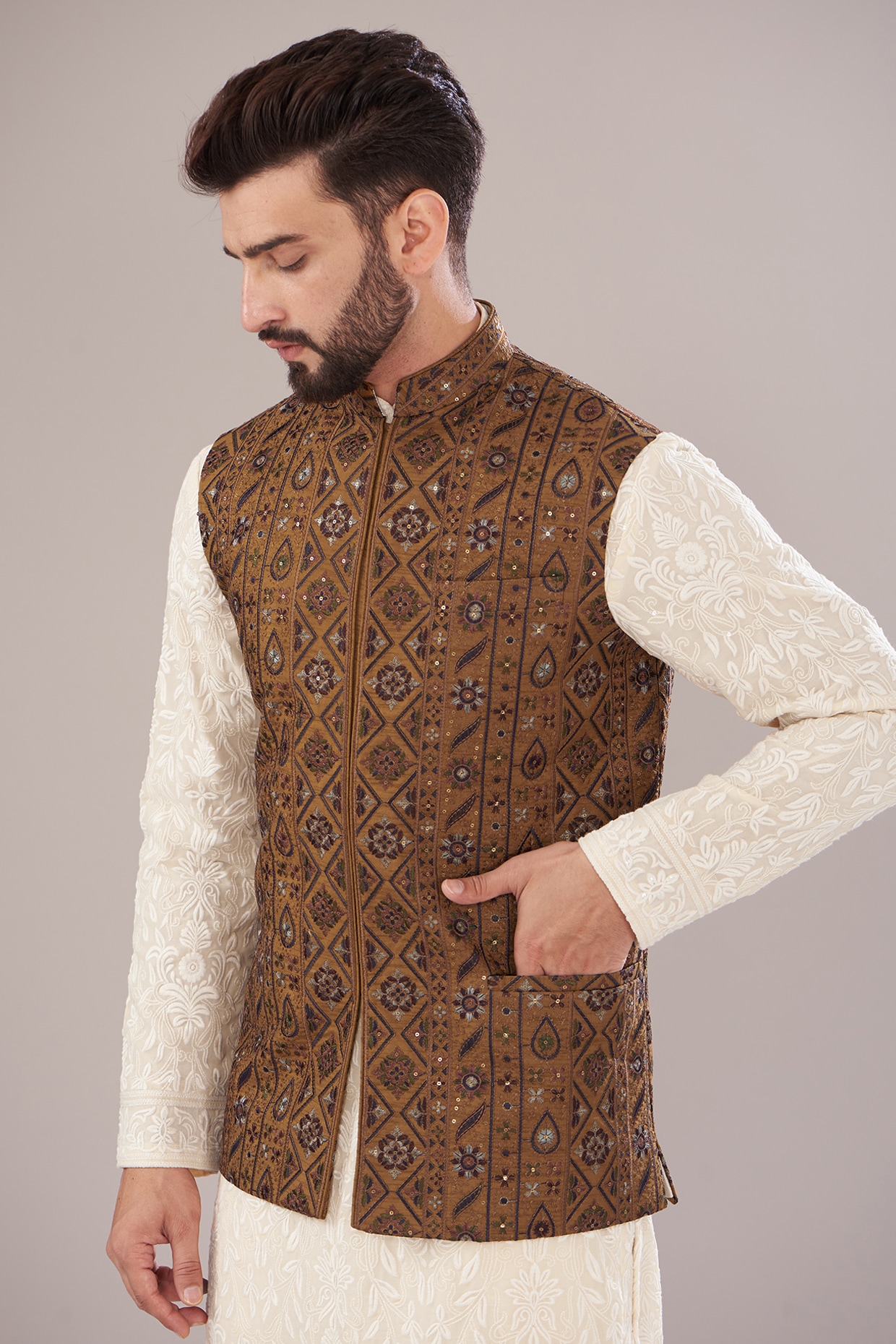 Buy Aeram Fashion Men's Silk Blend Nehru Jacket with Solid Pattern- Mustard  Yellow at Amazon.in