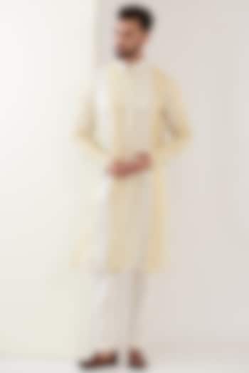 Yellow Georgette Embroidered Kurta Set by Kasbah Clothing