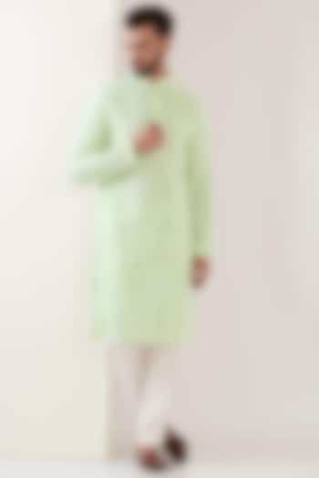 Green Georgette Embroidered Chikankari Kurta Set by Kasbah Clothing at Pernia's Pop Up Shop