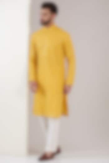 Yellow Georgette Embroidered Kurta Set by Kasbah Clothing