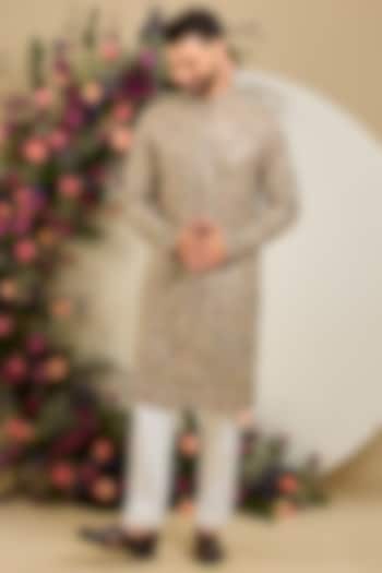 Mouse Grey Georgette Sequin Embroidered Kurta by Kasbah Clothing at Pernia's Pop Up Shop