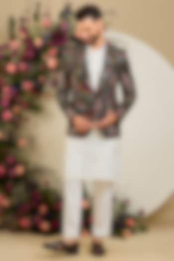 Black Jute Floral & Sequin Embellished Blazer by Kasbah Clothing at Pernia's Pop Up Shop