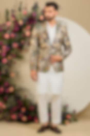 Multi-Colored Tissue Aari Embellished Blazer by Kasbah Clothing at Pernia's Pop Up Shop