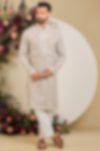 Beige Georgette Floral & Sequin Embellished Kurta by Kasbah Clothing at Pernia's Pop Up Shop