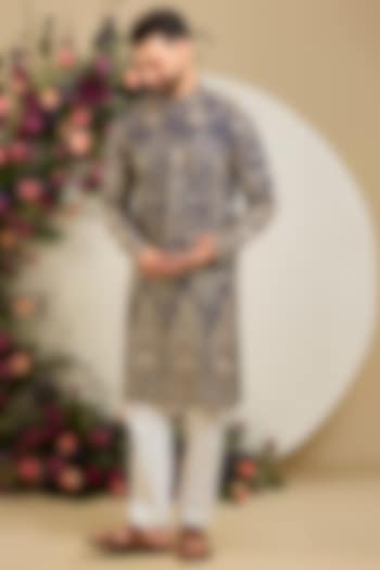 Royal Blue Georgette Sequin Embellished Kurta by Kasbah Clothing at Pernia's Pop Up Shop