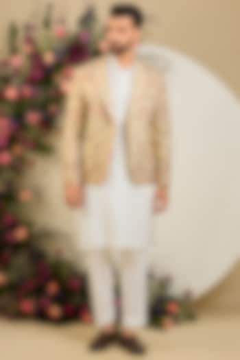 Gold Georgette Sequin Embellished Blazer by Kasbah Clothing at Pernia's Pop Up Shop