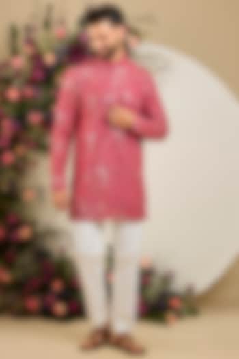 Sage Pink Silk Mirror & Sequin Embellished Kurta by Kasbah Clothing at Pernia's Pop Up Shop