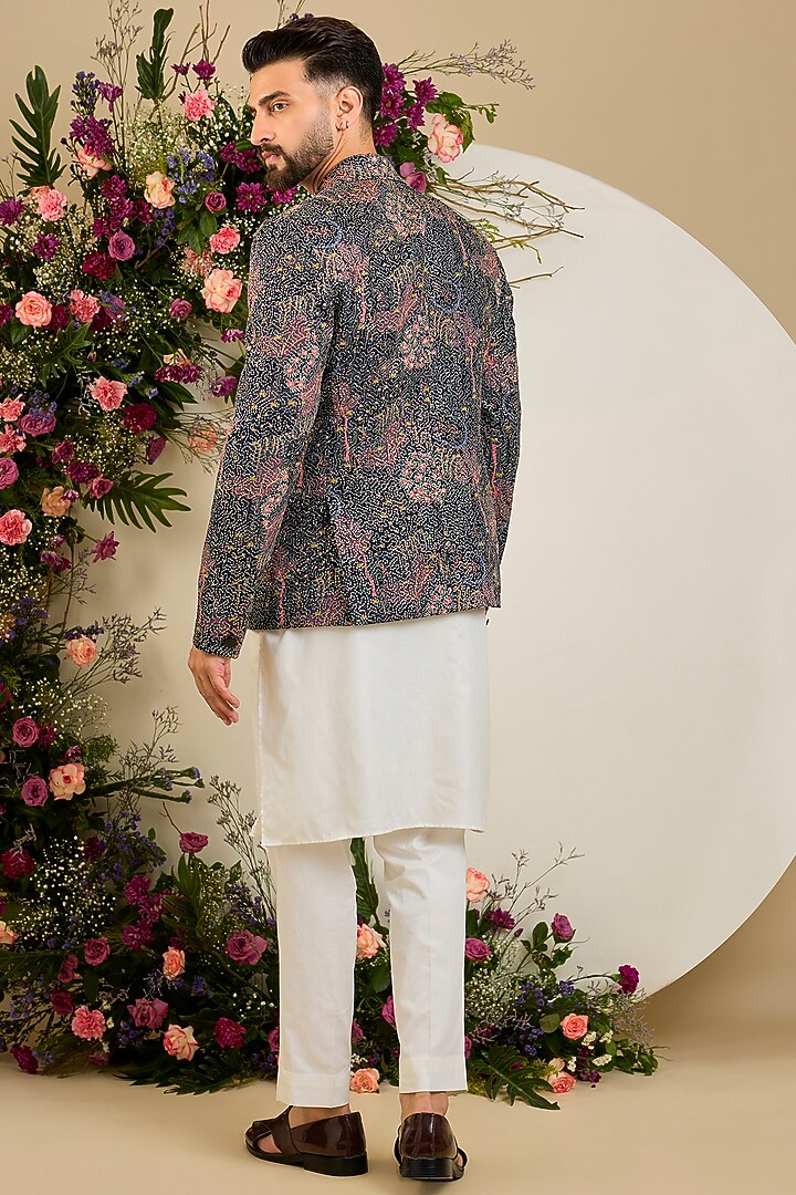 Multi-Colored Georgette Floral Printed Blazer by Kasbah Clothing at Pernia's Pop Up Shop
