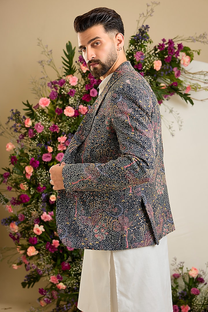Multi-Colored Georgette Floral Printed Blazer by Kasbah Clothing at Pernia's Pop Up Shop