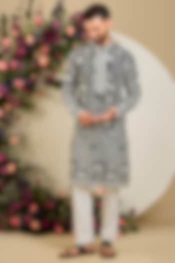 Black Georgette Sequin Embellished Kurta by Kasbah Clothing at Pernia's Pop Up Shop