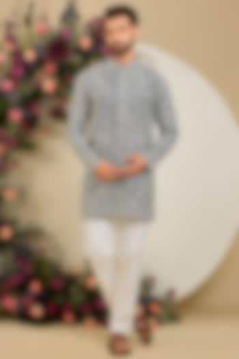Royal Blue Georgette Sequin Embellished Kurta by Kasbah Clothing at Pernia's Pop Up Shop