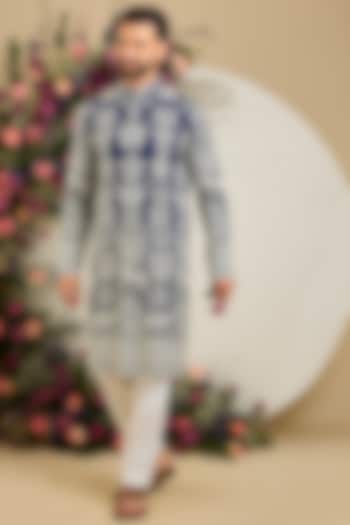 Royal Blue Georgette Thread & Sequin Embellished Kurta by Kasbah Clothing at Pernia's Pop Up Shop