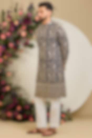 Royal Blue Georgette Sequin Embellished Kurta by Kasbah Clothing at Pernia's Pop Up Shop