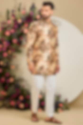 Multi-Colored Tissue Aari & Floral Embellished Kurta by Kasbah Clothing at Pernia's Pop Up Shop