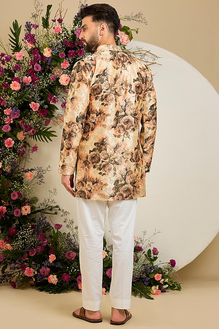 Multi-Colored Tissue Aari & Floral Embellished Kurta by Kasbah Clothing at Pernia's Pop Up Shop