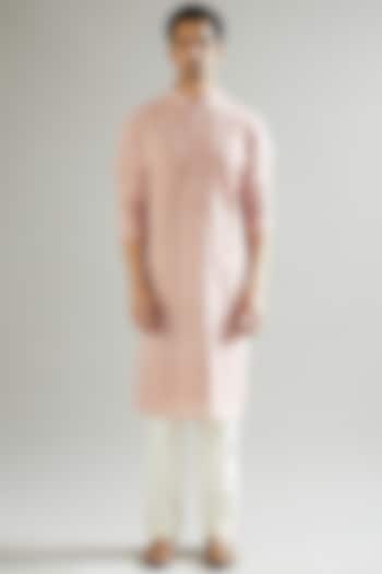 Mud Pink Embroidered Kurta by Kasbah Clothing at Pernia's Pop Up Shop