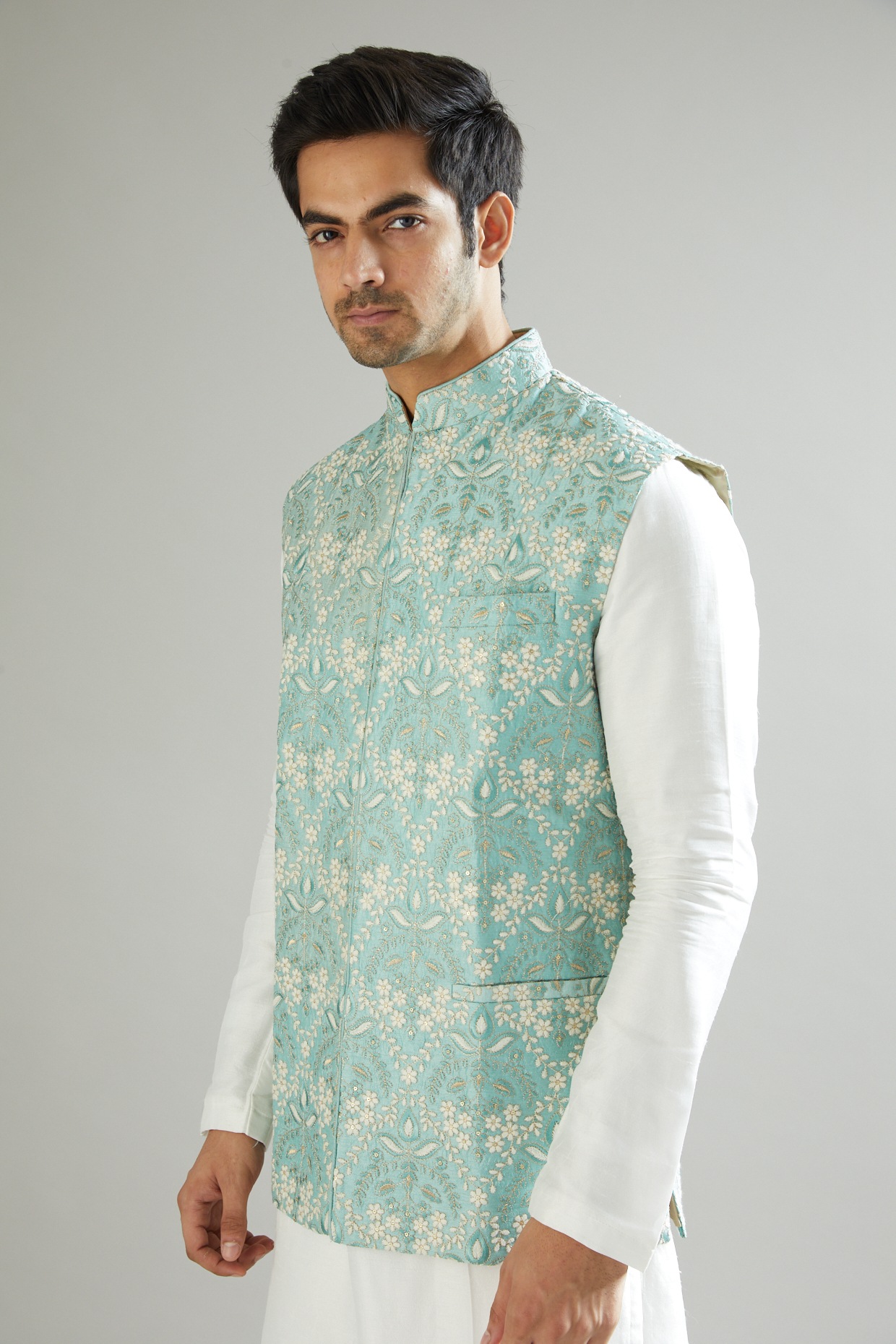 Buy Boys Kurta Pajama in Green with Nehru Jacket – Mumkins