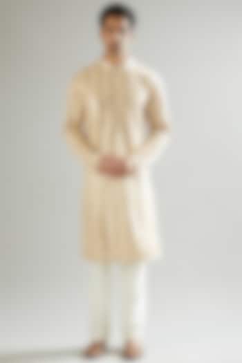 Nude Sequins & Thread Embroidered Kurta by Kasbah Clothing at Pernia's Pop Up Shop
