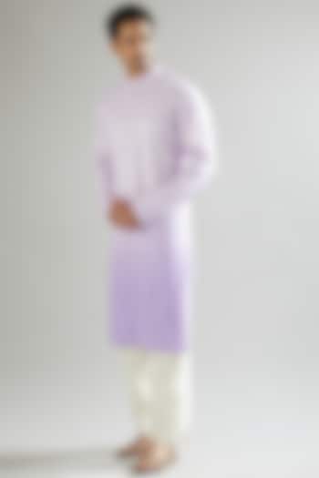 Purple Ombre Shaded & Embroidered Kurta by Kasbah Clothing