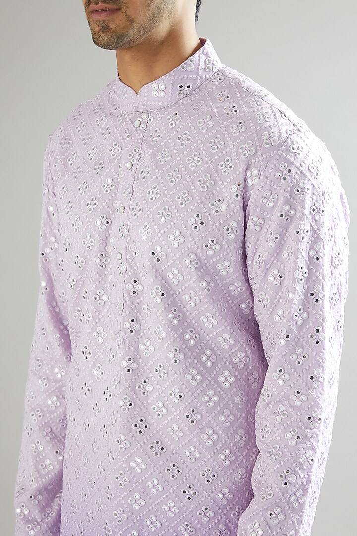 Purple Ombre Shaded & Embroidered Kurta by Kasbah Clothing at Pernia's Pop Up Shop
