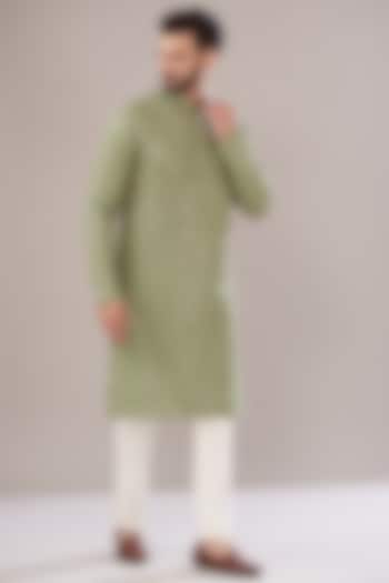 Mehendi Green Georgette Embroidered Kurta Set by Kasbah Clothing at Pernia's Pop Up Shop