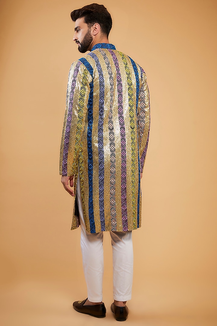 Multi-Colored Silk Sequin Work Kurta by Kasbah Clothing at Pernia's Pop Up Shop