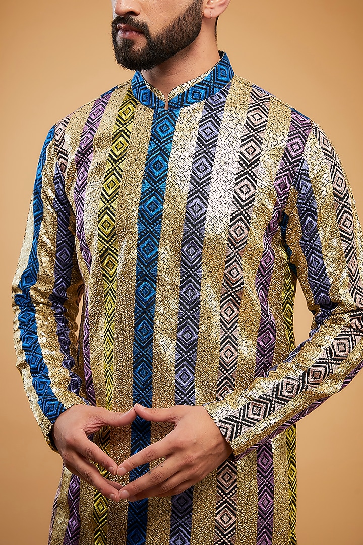 Multi-Colored Silk Sequin Work Kurta by Kasbah Clothing at Pernia's Pop Up Shop
