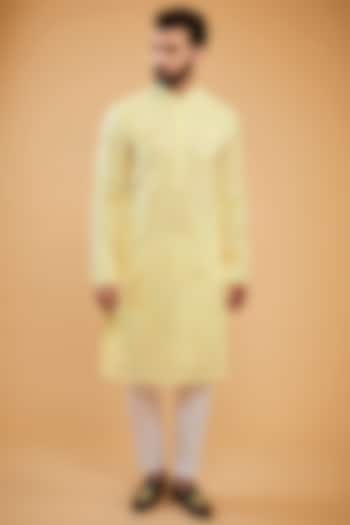 Yellow Georgette Cutdana & Sequins Work Chikankari Kurta by Kasbah Clothing at Pernia's Pop Up Shop