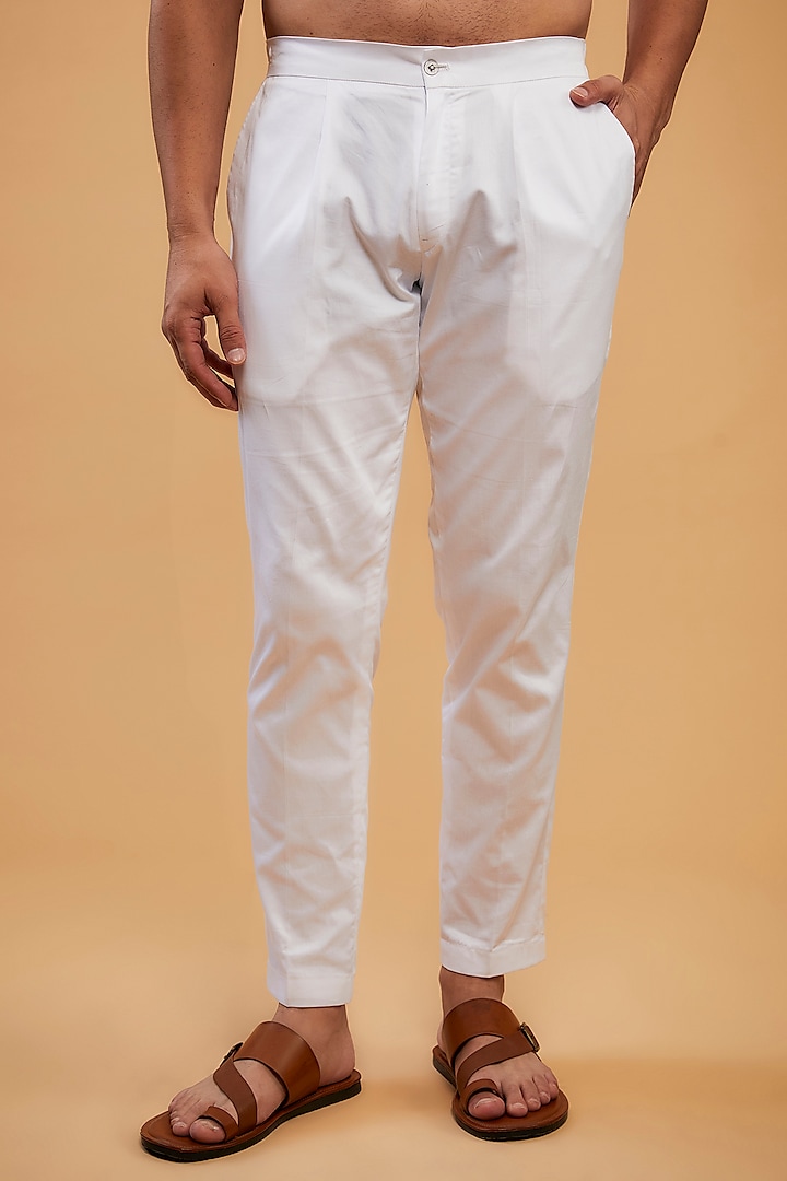 White Egyptian Giza Cotton Pyjama Pants by Kasbah Clothing