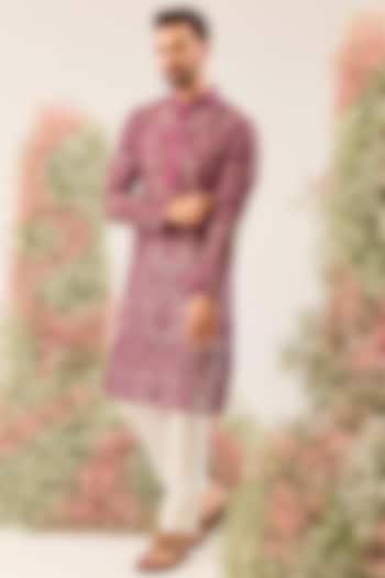 Pink Organza Chikankari Work Kurta by Kasbah Clothing at Pernia's Pop Up Shop