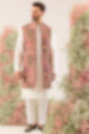 Purple Georgette Long Open Jacket by Kasbah Clothing at Pernia's Pop Up Shop